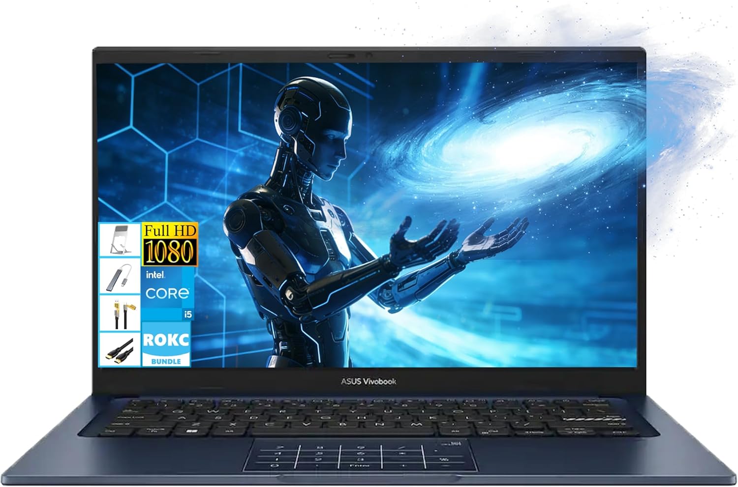 ASUS Vivobook 14" FHD Laptop, Intel Core i5-1334U(Up to 4.60 GHz), 12GB RAM|256GB SSD, Windows 11, Portable|Durable, NumberPad|Privacy Camera, All-Day Battery, for Business/Students/Office, RK Bundle