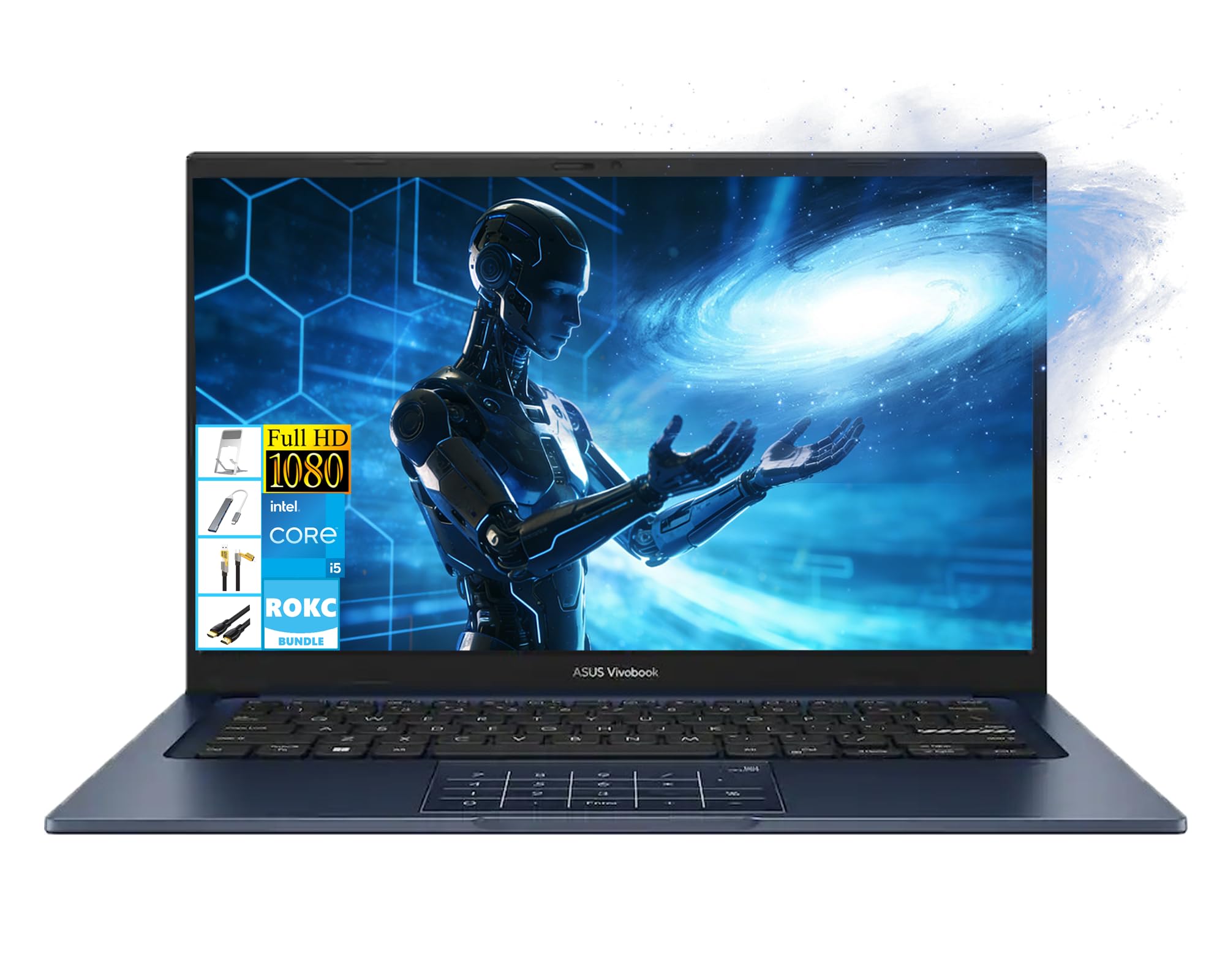 ASUS Vivobook Ordinateur portable FHD 14", Intel Core i5-1334U (jusqu'à 4,60 GHz), RAM 12 Go, SSD 256 Go, Windows 11, portable, durable, NumberPad, caméra de confidentialité, batterie toute la journée