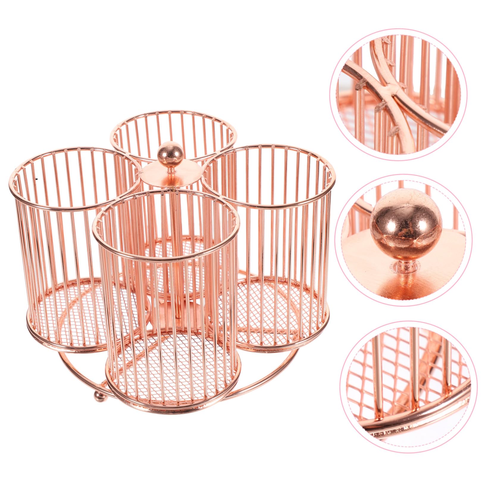 Hemobllo Portapenne Rotante in Metallo Resistente Organizer Scrivania con Scomparti per Cancelleria Cosmetici e Gioielli Design per Ufficio e Casa