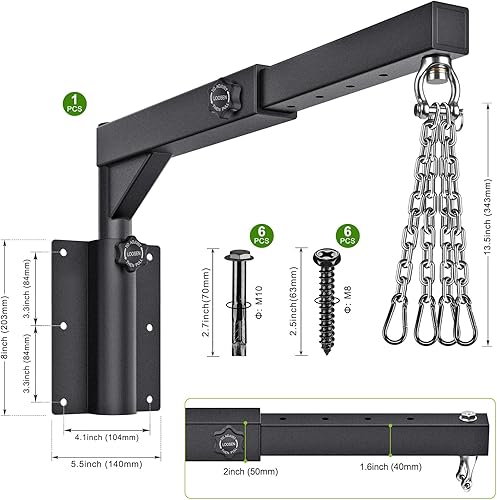 Miniatura 6 de BeneLabel Soporte de pared para bolsas pesadas, soporte para saco de boxeo resistente, soporte para bolsa de boxeo para gimnasio en casa, interior y