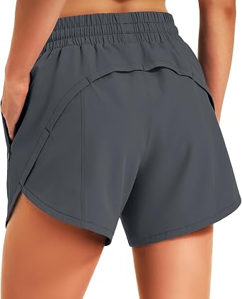 Hugut Womens 5" Athletic Running Shorts Quick Dry Lightweight Comfy Shorts for Walking Gym Workout with Zipper Pockets