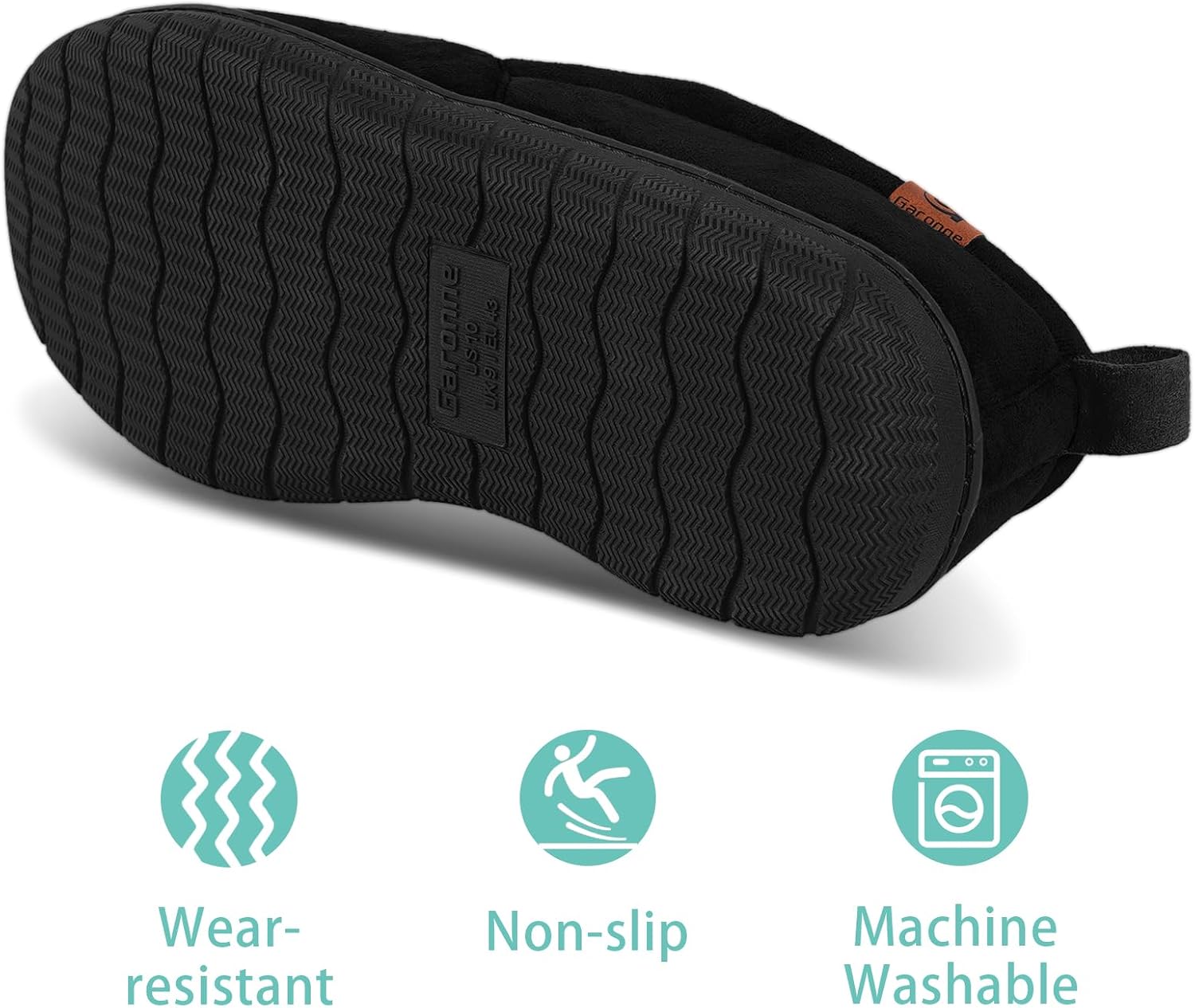 Garonne Men's Moccasin Slippers with Memory Foam, Fuzzy House Shoes with Non-Slip Rubber Sole for Indoor/Outdoor