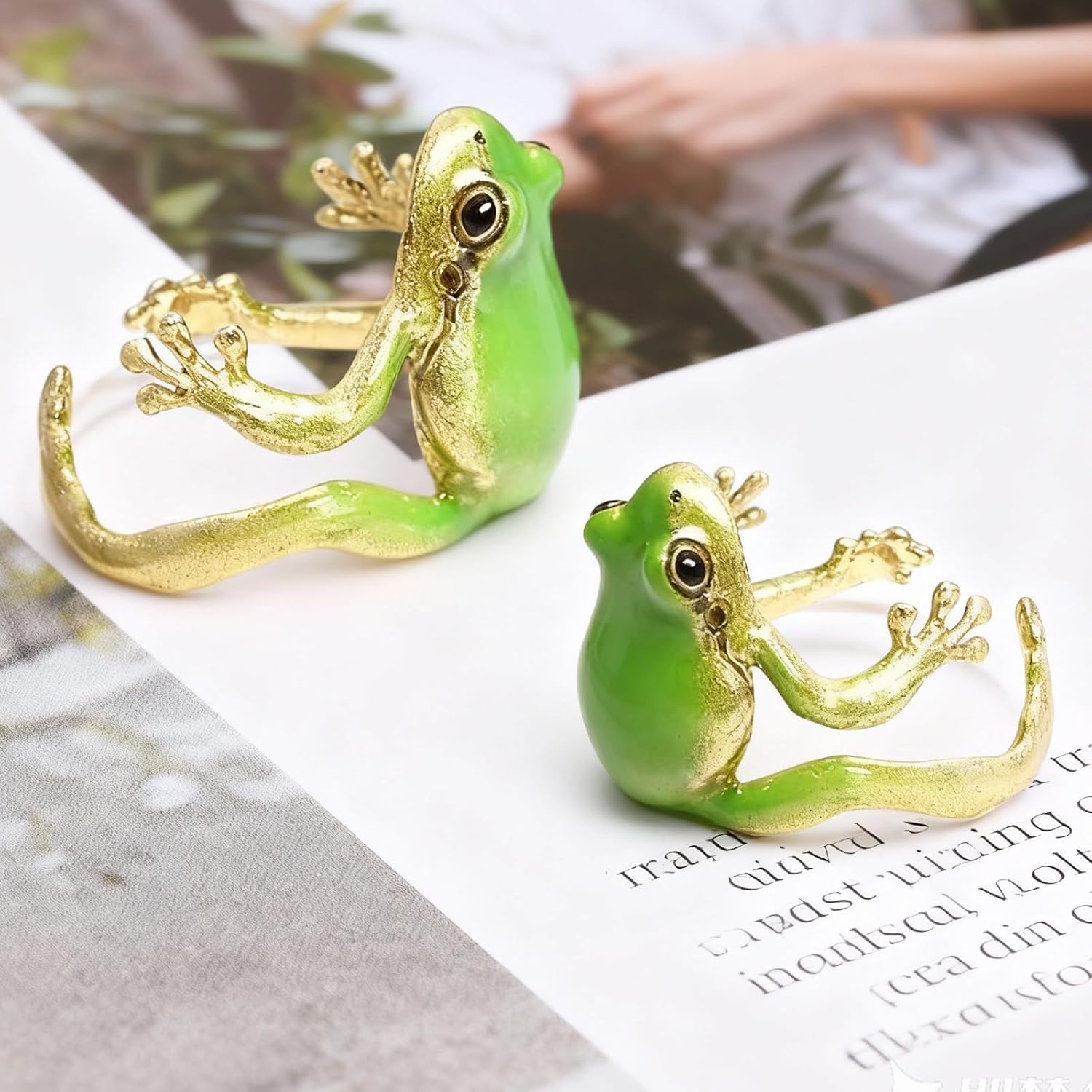 Cute Frog Jewelry Set for Women Green Tree Frog Earrings Rings Open Adjustable Handmade Unique Gifts for Women Trendy Fashion Accessories - view 2