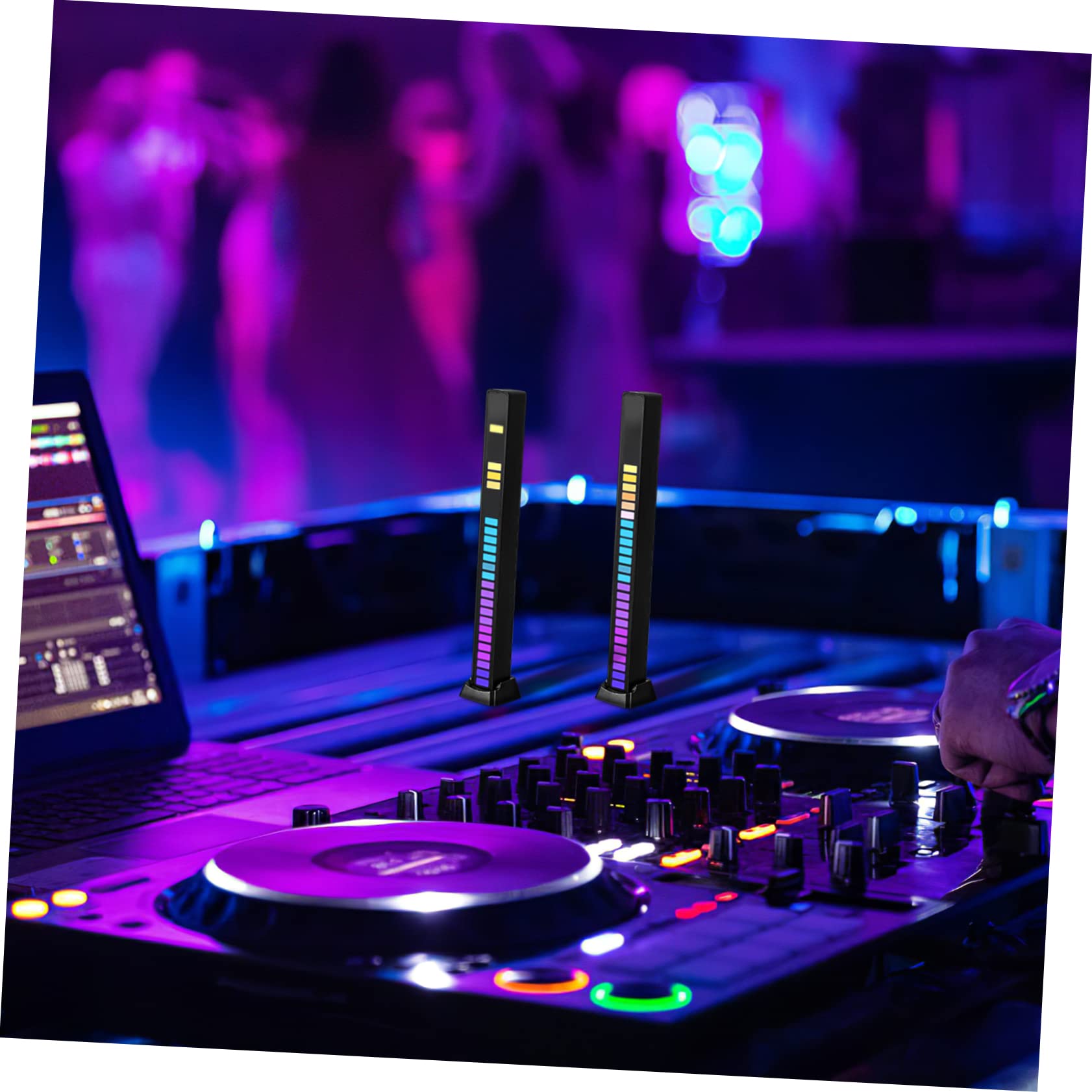 OSALADI 2Er Set Wiederaufladbare Rgb Rhythmus Lichtstangen Mit Sprachaktivierter Musiksteuerung Für Auto Schlafzimmer Und Party Beleuchtung