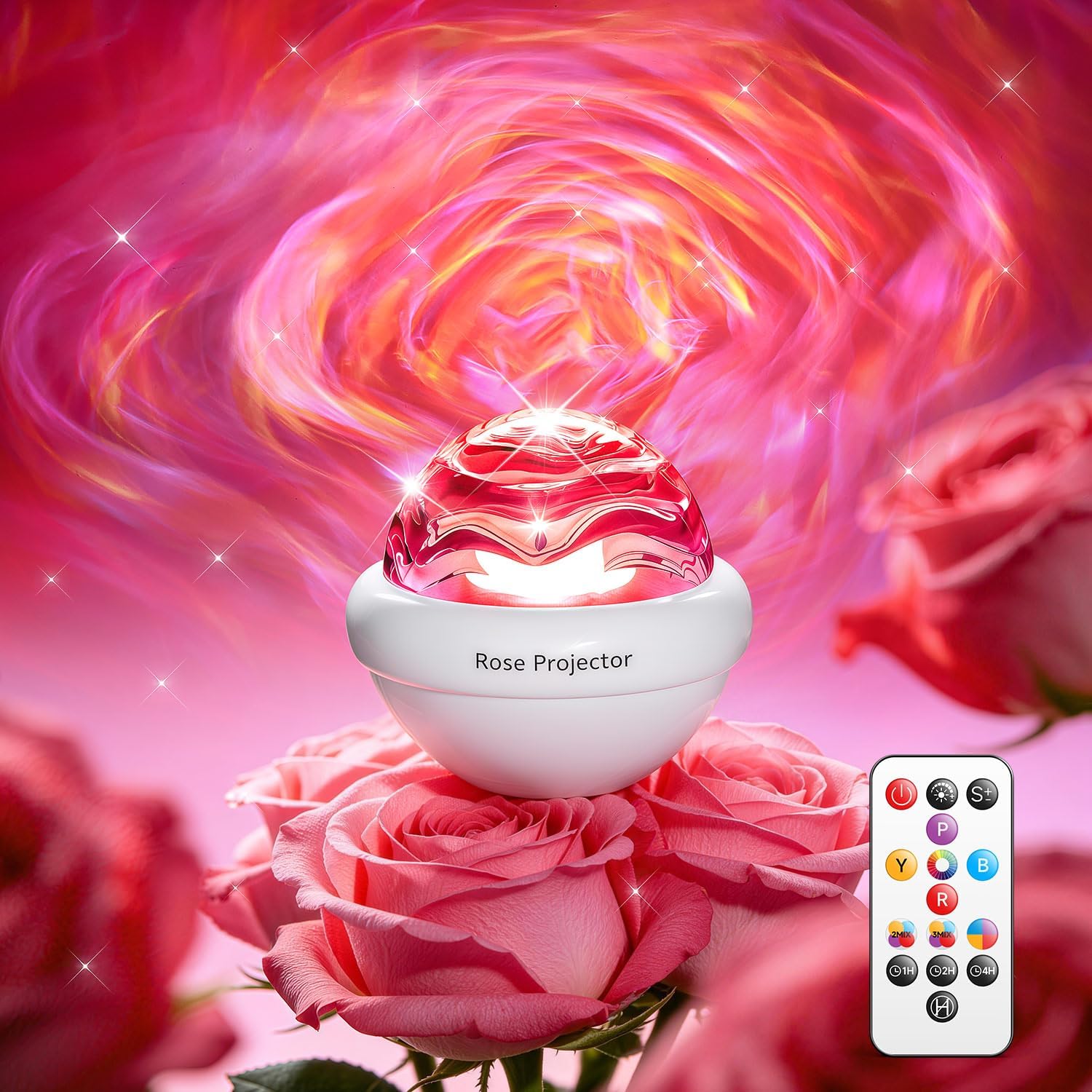 PIKOY Rose Birthday Gifts for Teen Girls Gifts for Girlfriend 11 Mixed+4 Solid Colors Sunset Lamp Sensory Lights Galaxy Projector with Remote Lamp for Bedroom Decor Gift for Women