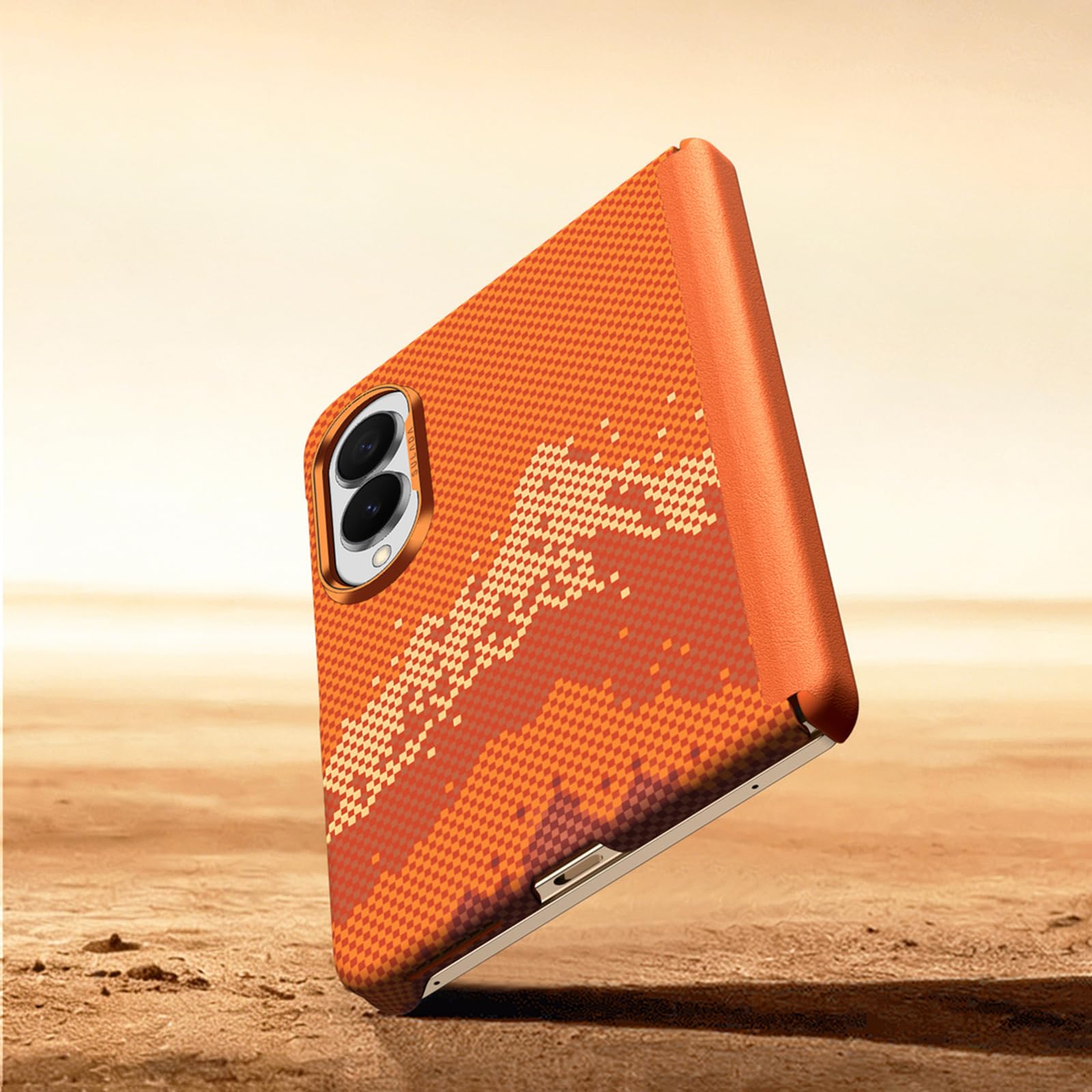Custodia Magnetica For Samsung Galaxy Z Fold 8, Con Cornice In Metallo Custodia Protettiva Con Cerniera For Obiettivo Cover Sottile Smerigliata Anti-impronte(Orange)