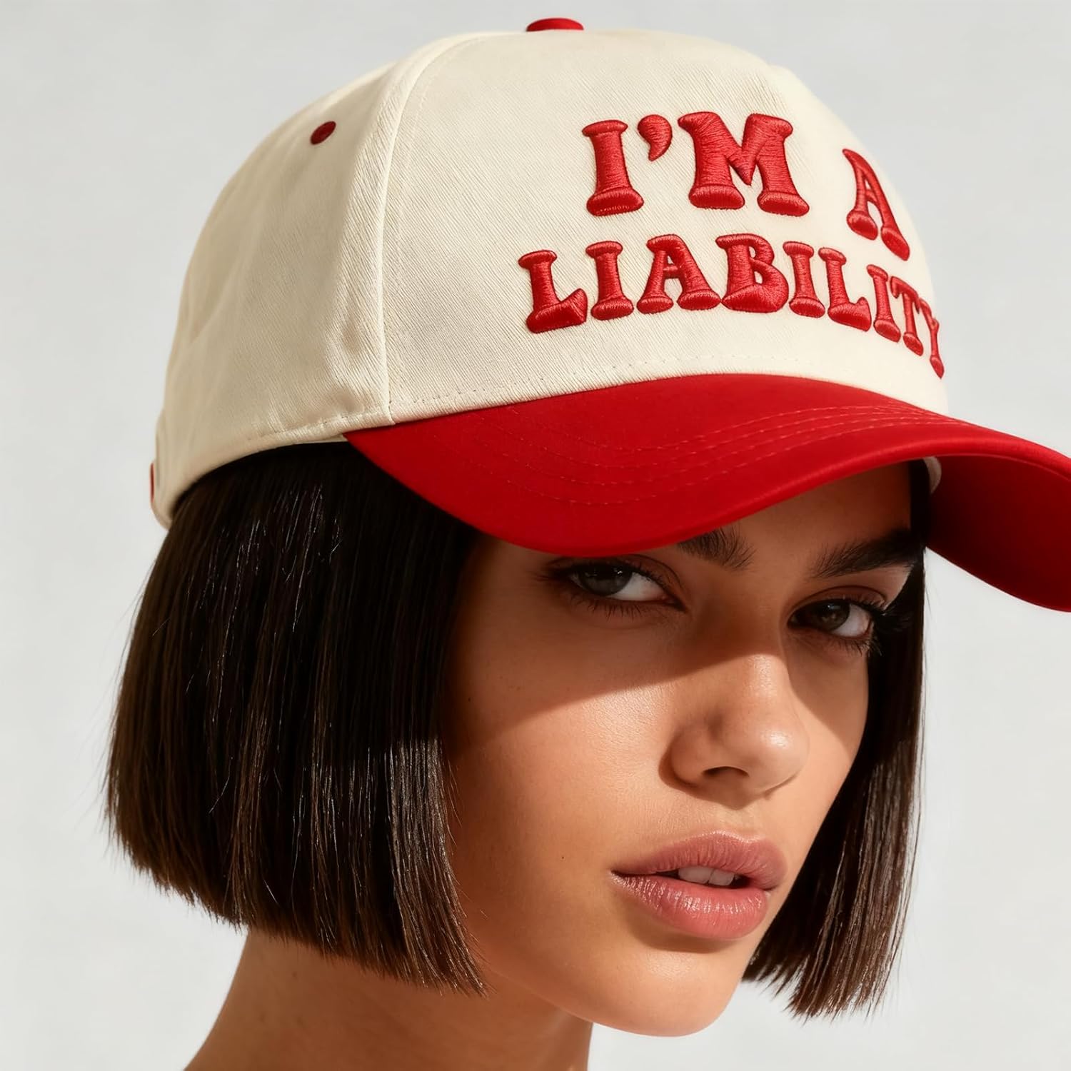 Funny Gag Trucker Hat I'm A Liability -Embroidery Funny Hats Adjustable Baseball Cap for Men WomenBlack - Image 3