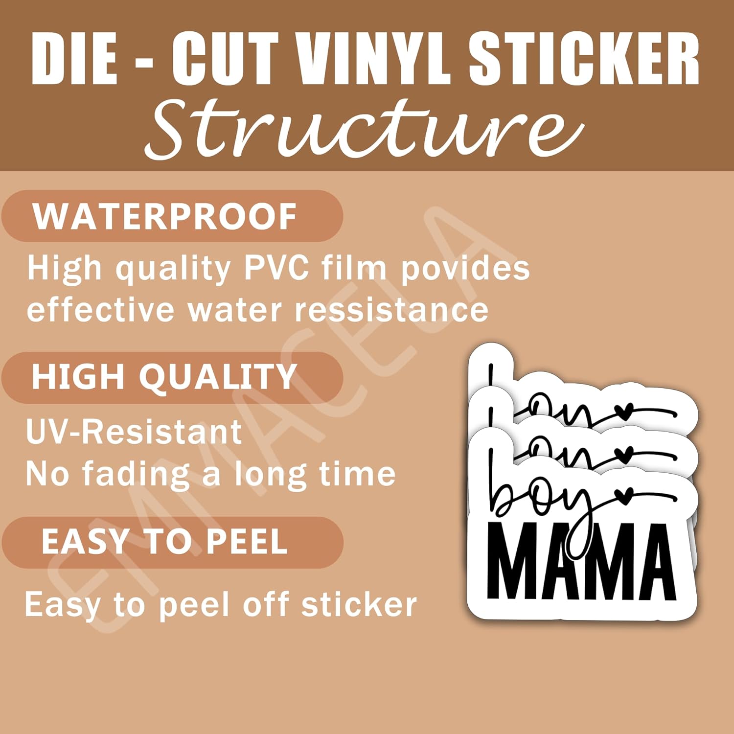 (3Pcs) Boy Mama Sticker Boy Mom Sticker Mom Life Sticker, Perfect for Moms Mama Mothers Grandma Mother's Day– Waterproof Vinyl Decal for Books Laptops Phones Tumblers Water Bottles, Size 3 x 2.5 Inch - Image 3