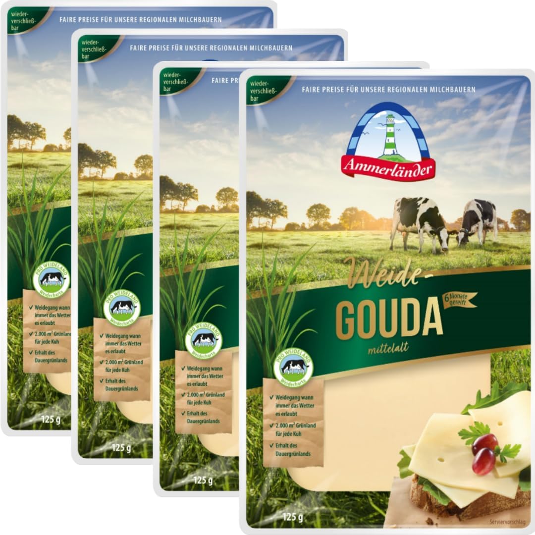 Ammmerlander Weide-Gouda mittelalt Gouda Käse 125 gramm, 4er