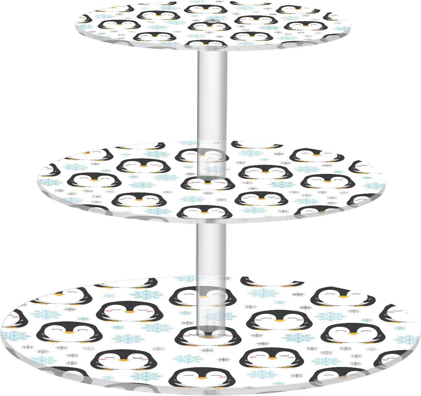 Penguin Snow 3 Tier Acrylic Cupcake Stand, Cupcake Stand for 34 Cupcakes for Weddings, Christmas,Holidays,Parties,Birthday,Printed Cupcake Tower 23300129