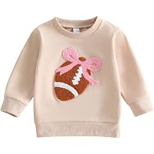 Baby Girl Football Outfit Football Bow Embroidery Crewneck Sweatshirt Long Sleeve Shirts Toddler Fall Tops 6M-4T