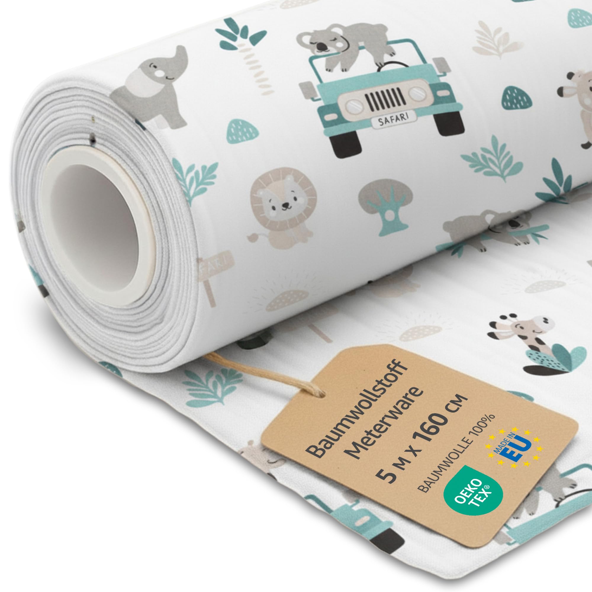 Stoff Meterware Baumwollstoff 5 M x 160 cm - Stoffe zum nähen aus reine baumwolle fabric futterstoff dekostoff für patchwork canvas und sewing nähstoff Oeko-Tex Afrika