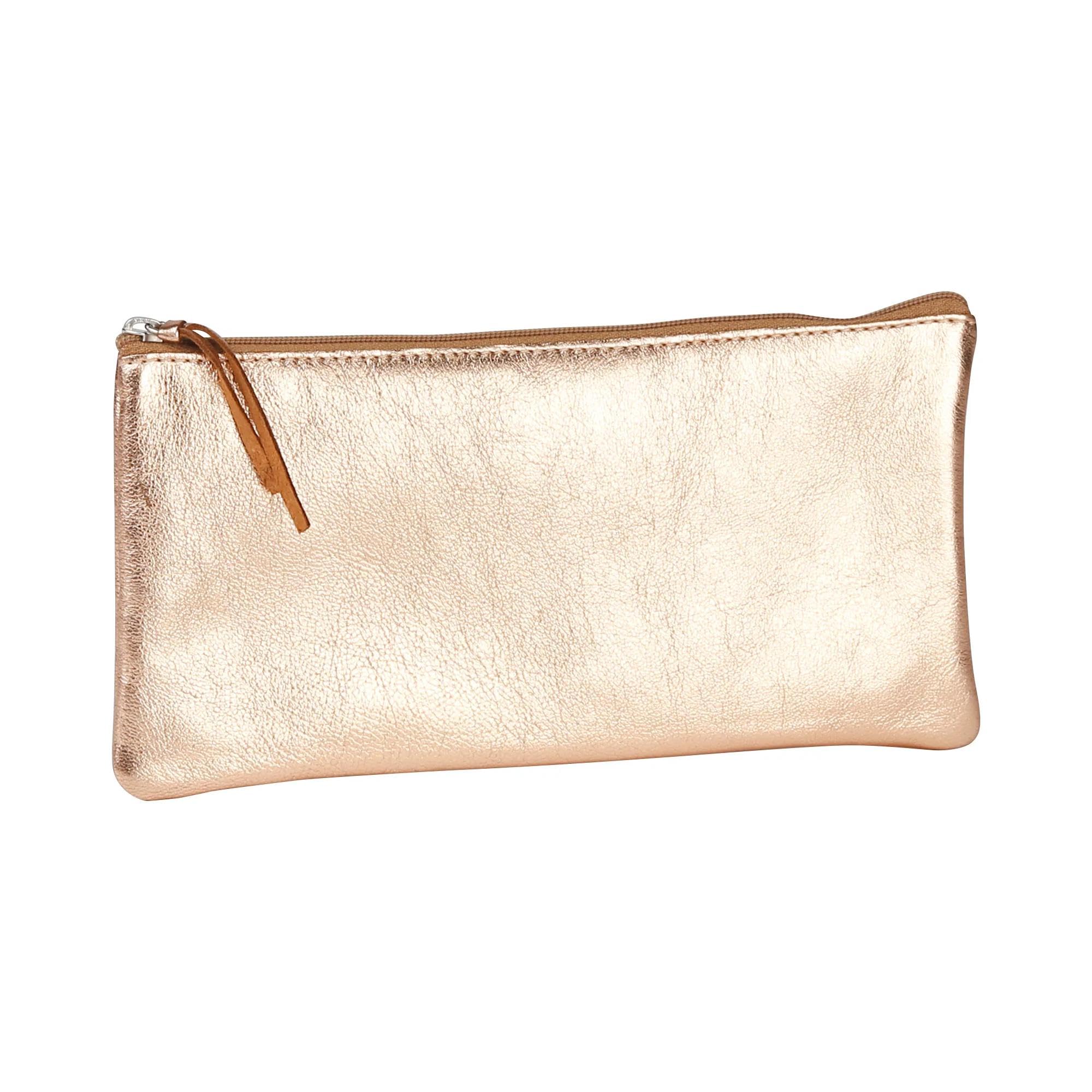 Clairefontaine 8700C - One Genuine Lambskin Leather Flat Iridescent Effect - Pencil Case - 22x11 cm - School Supplies - Coloured Pencil Case - Pen Tray