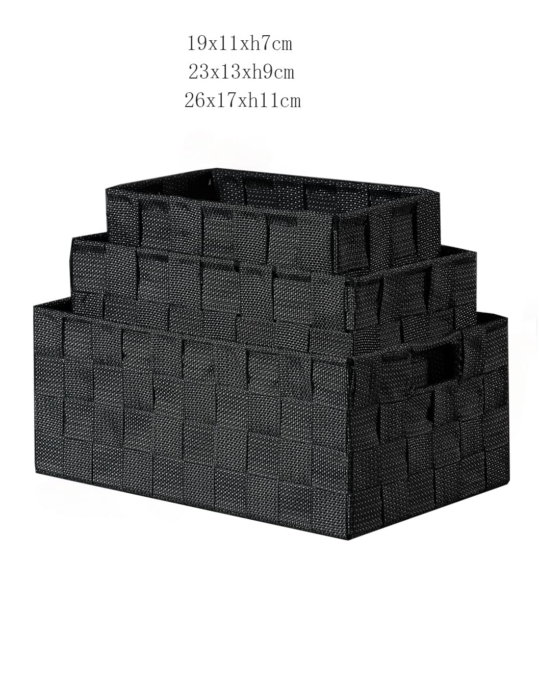 BM Cestino Portaoggetti Bagno Effetto Rattan, Set di 3 Cestini Bagno da Scaffale Intrecciato Rettangolare Organizer Scatole Portaoggetti Adatto a Diversi Usi Organizzazione (Nero)