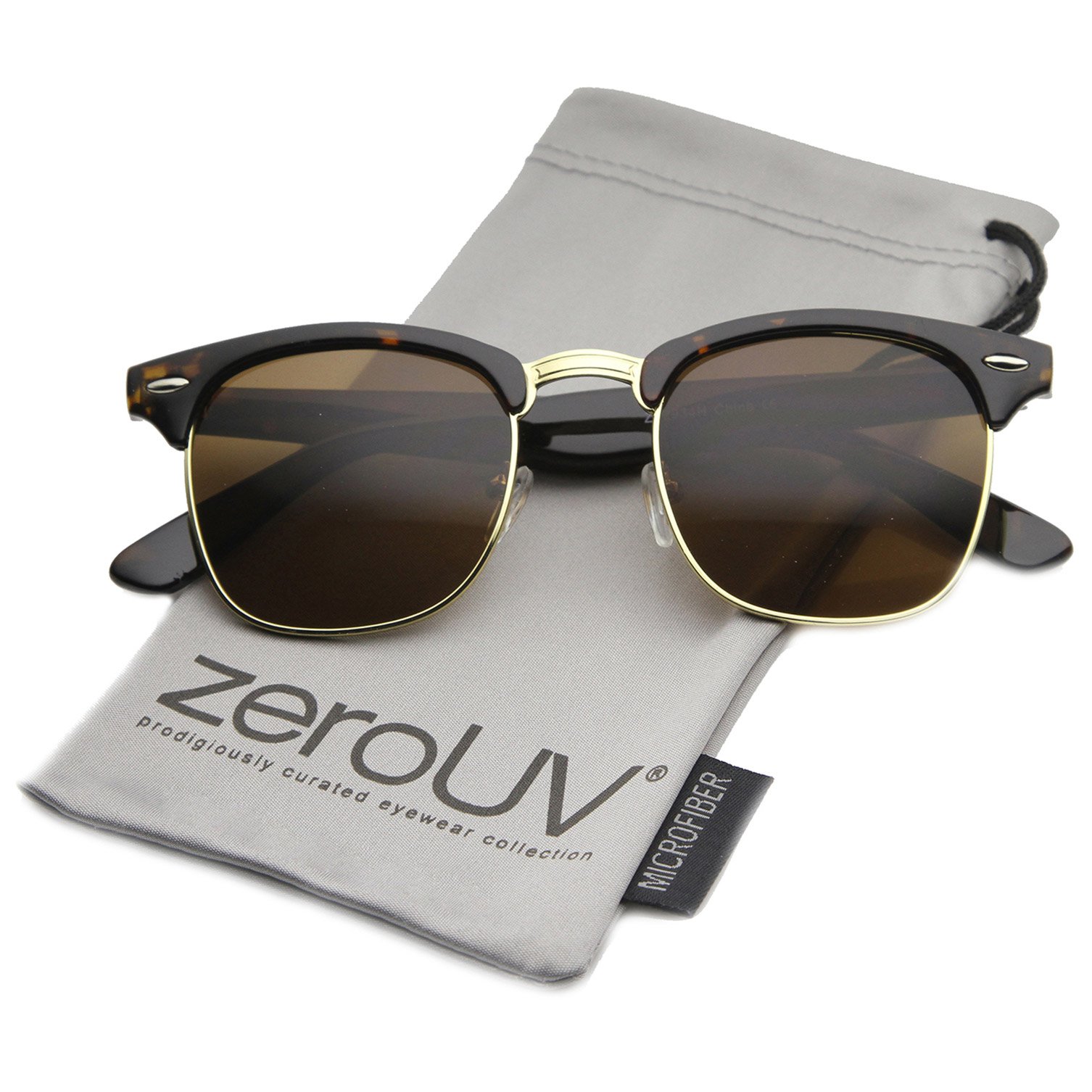 zeroUV Half Frame Semi-Rimless Horn Rimmed Sunglasses