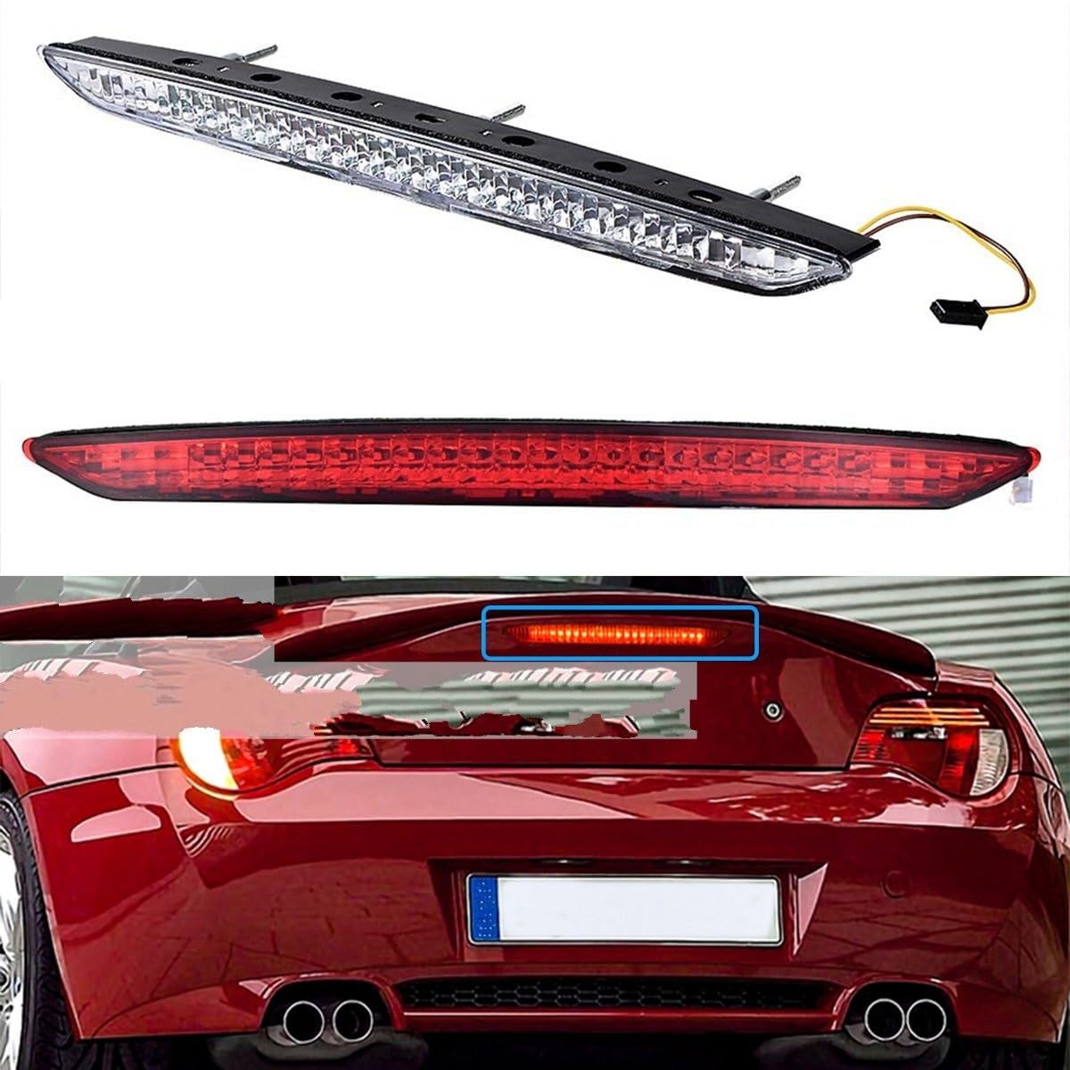 IITA Luce Stop per Auto Auto Terza Coda Freno Posteriore Luce di Arresto LED Lampadina di Segnale per BMW Z4 E85 per 2003-2008 Bianco E Rosso Centro Alto Lampada Stop (Colore : Rosso)