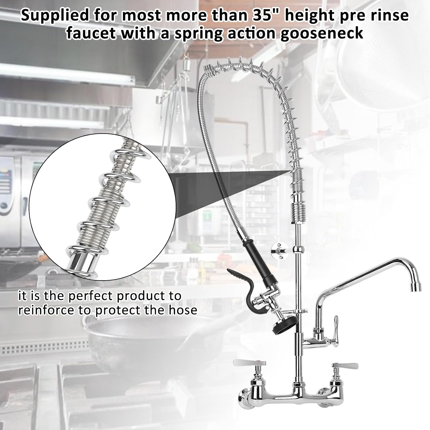 TBER 000888-45 Pre-Rinse Spring Replacement Fit for T&S Brass Commercial Pre Overhead Rinse Faucet, Chrome-Plated Stainless Steel