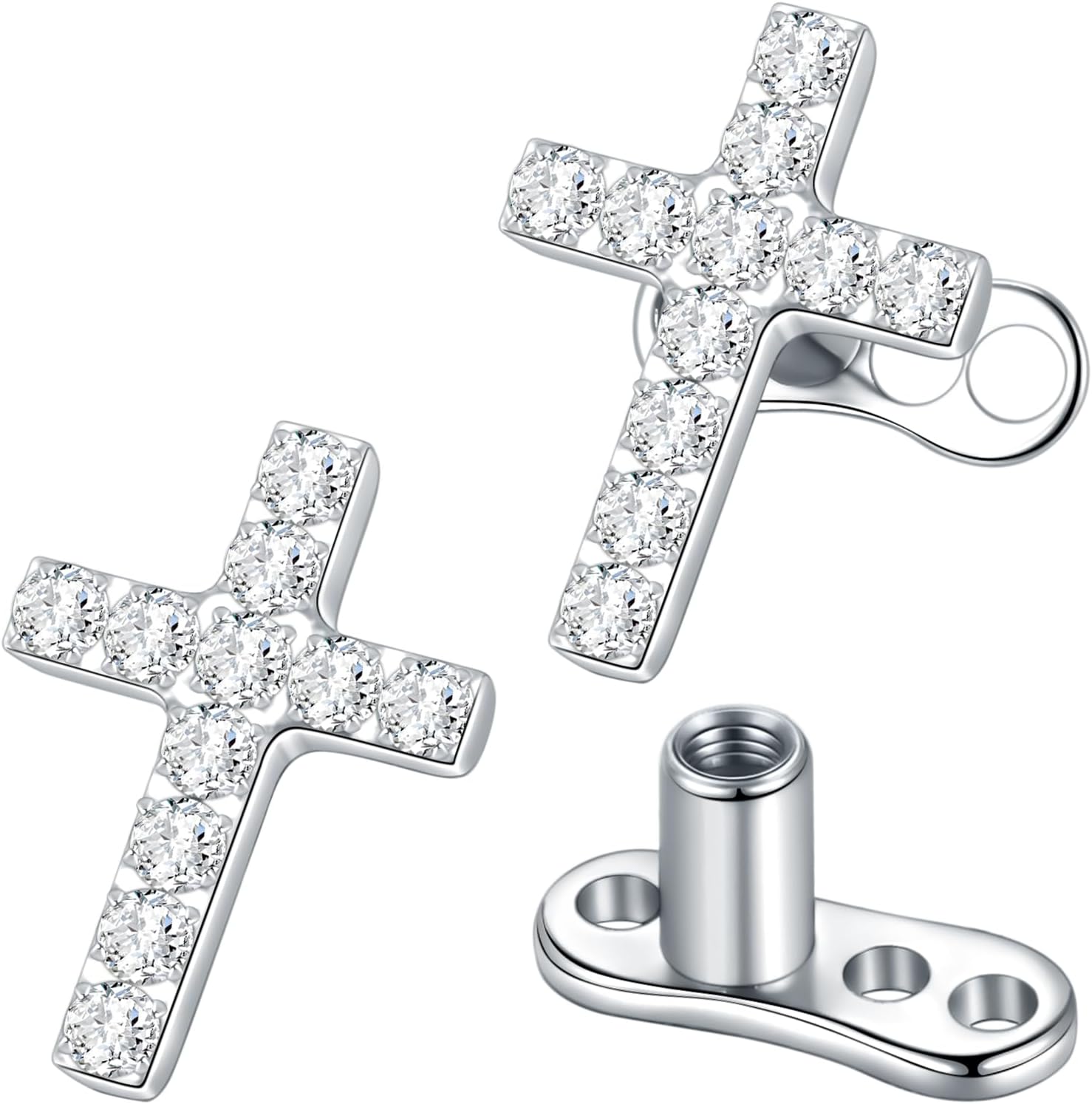 Xpircn Titanium Dermal Anchor Tops 14G Dermal Piercing Jewelry Cross Star Heart Dermal Tops Face Back Dermal Jewelry Dermal Piercing Kit