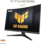 Moniteur de jeu incurvé ASUS TUF Gaming 31,5 po 1440P (VG32WQ3B) – QHD (2560 x 1440), 180Hz, 0,5ms, 1500R, Flou de mouvement extrême, FreeSync, 90% DCI-P3, Shadow Boost, DisplayWidget, Garantie de 3 ans