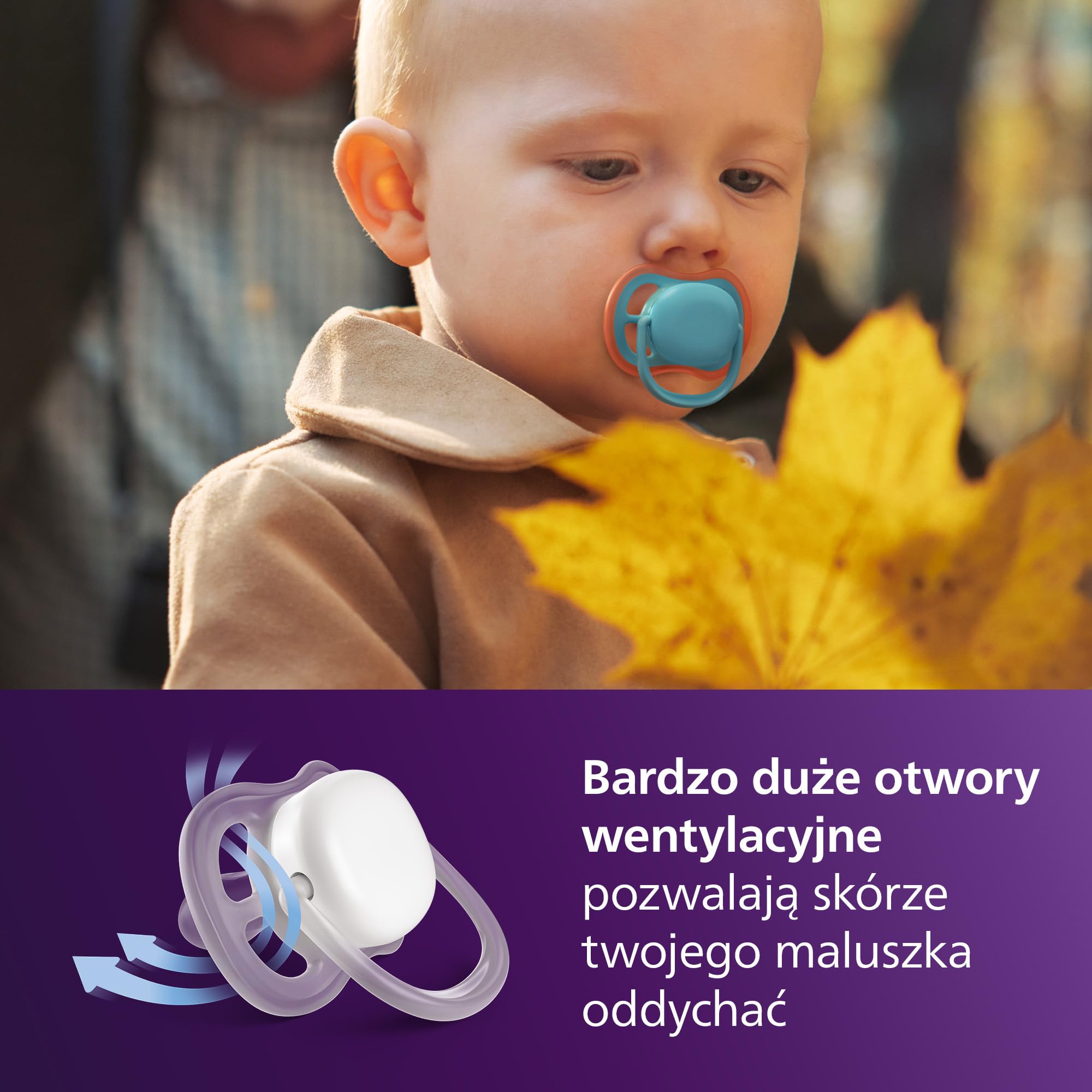 Philips Avent Ultra Air Smoczki — ortodontyczny smoczek dla dzieci w wieku ponad 18 miesięcy, symetryczna miękka silikonowa końcówka, bez BPA, z etui do sterylizacji, 2 sztuki, SCF349/57