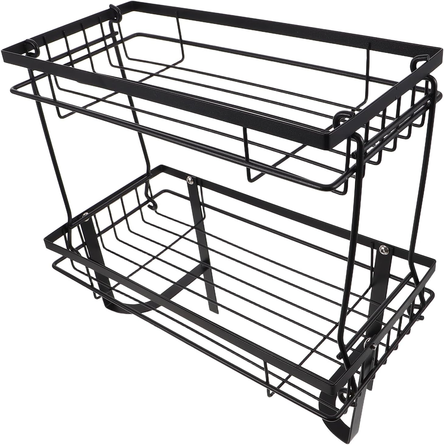 Toilet Storage Rack Double Layer Black Carbon Steel Bathroom Shelf Organizer No-Drill Installation Space-Saving Toilet Tank Storage for Home and Hotel Bathrooms