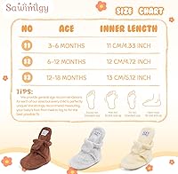 Vista 90 de Sawimlgy - Botines de algodón antideslizantes para recién nacido, con agarre, para cuna o para el invierno 010/Amarrón