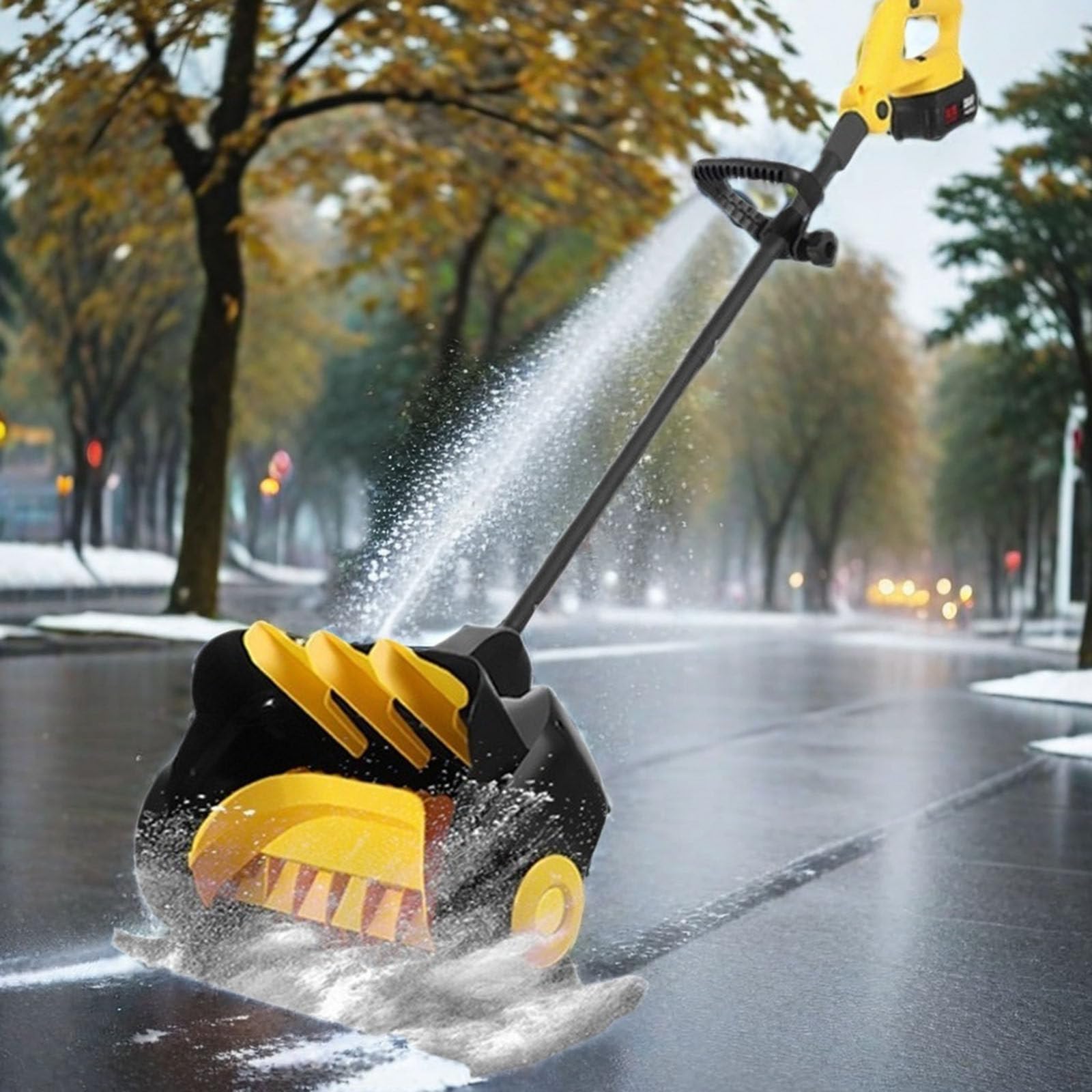 Spazzaneve Elettrico Ricaricabile 21V/4.0Ah Pala da Neve elettrica ad Alta Potenza Spazzaneve Larghezza di spazzamento: 41cm/16.1ln profondità di spazzamento: 15cm/5.9ln,1xbattery