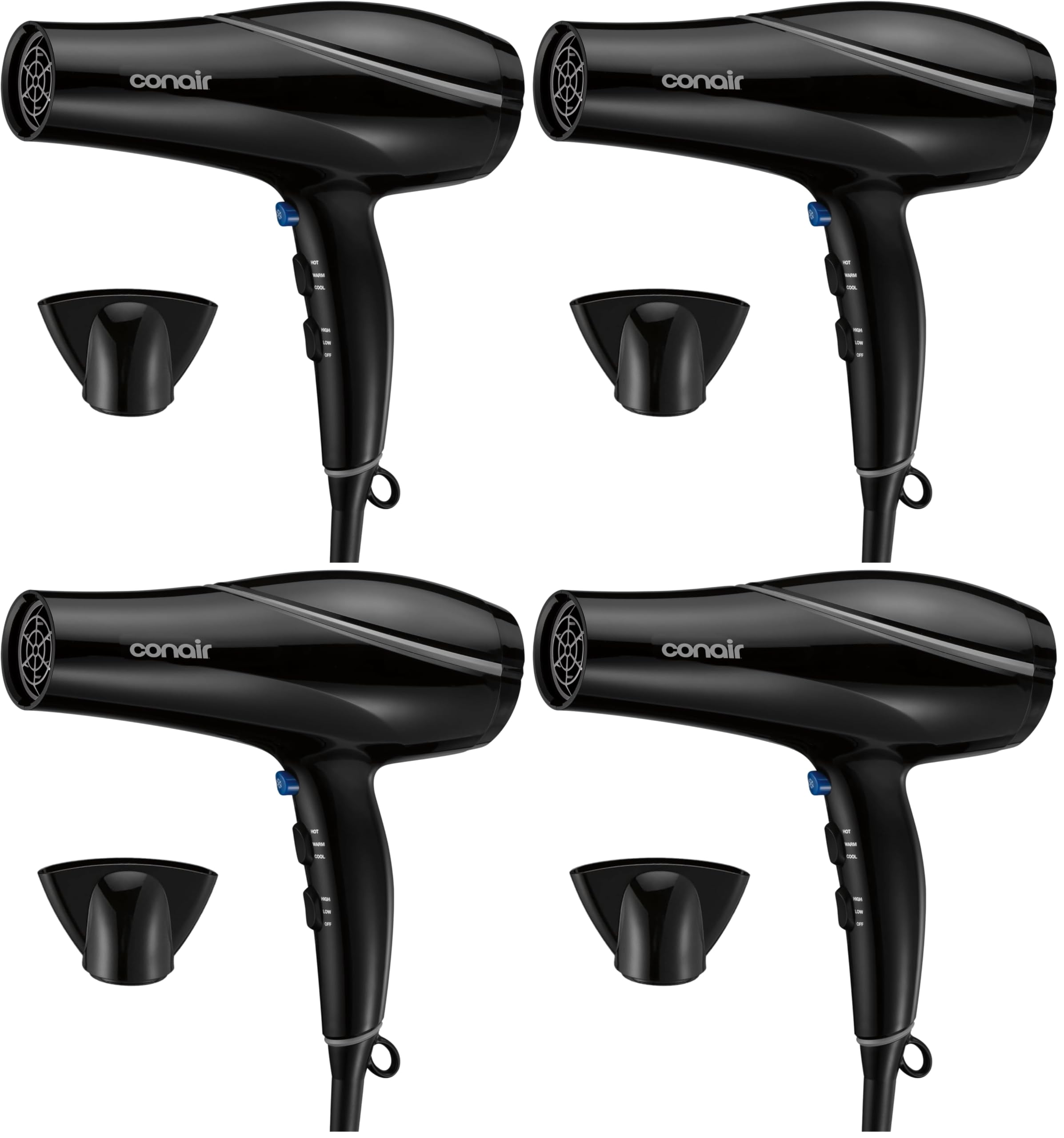 Conair 1875W Ceramic Hair Dryer with Concentrator Attachment, Black