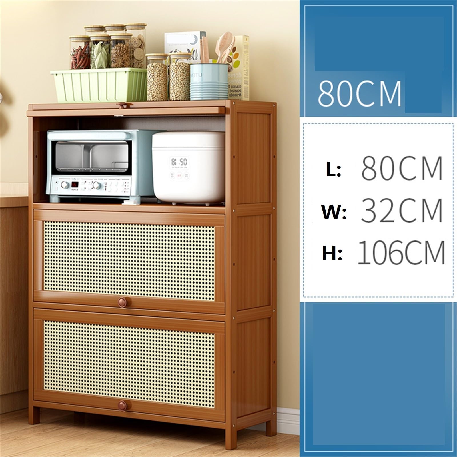 Mobile da buffet Brown 3-tier Kitchen Sideboard 80cm in Size Ingresso