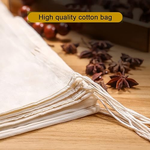 Miniatura 5 de 20 bolsas reutilizables de muselina de algodón con cordón, bolsas de algodón natural sin blanquear, para café, té, preparar nueces, leche (6 x 8