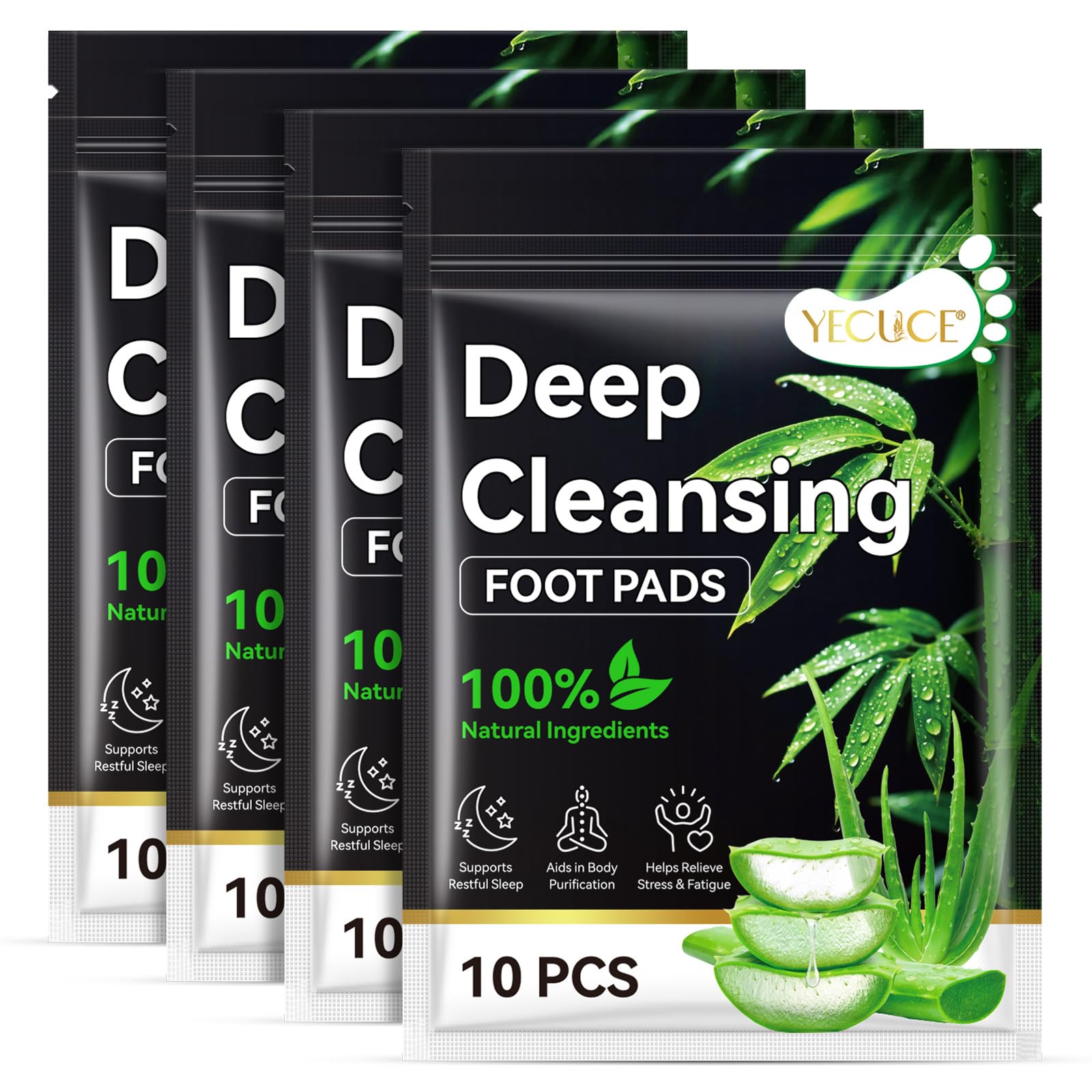 Detox Foot Patches 40PCS with Aloe & Bamboo Charcoal, Natural Deep Cleansing Foot Pads, Overnight Moisturizing Foot Care Pads for Relieve Stress & Fatigue, Gift for Family