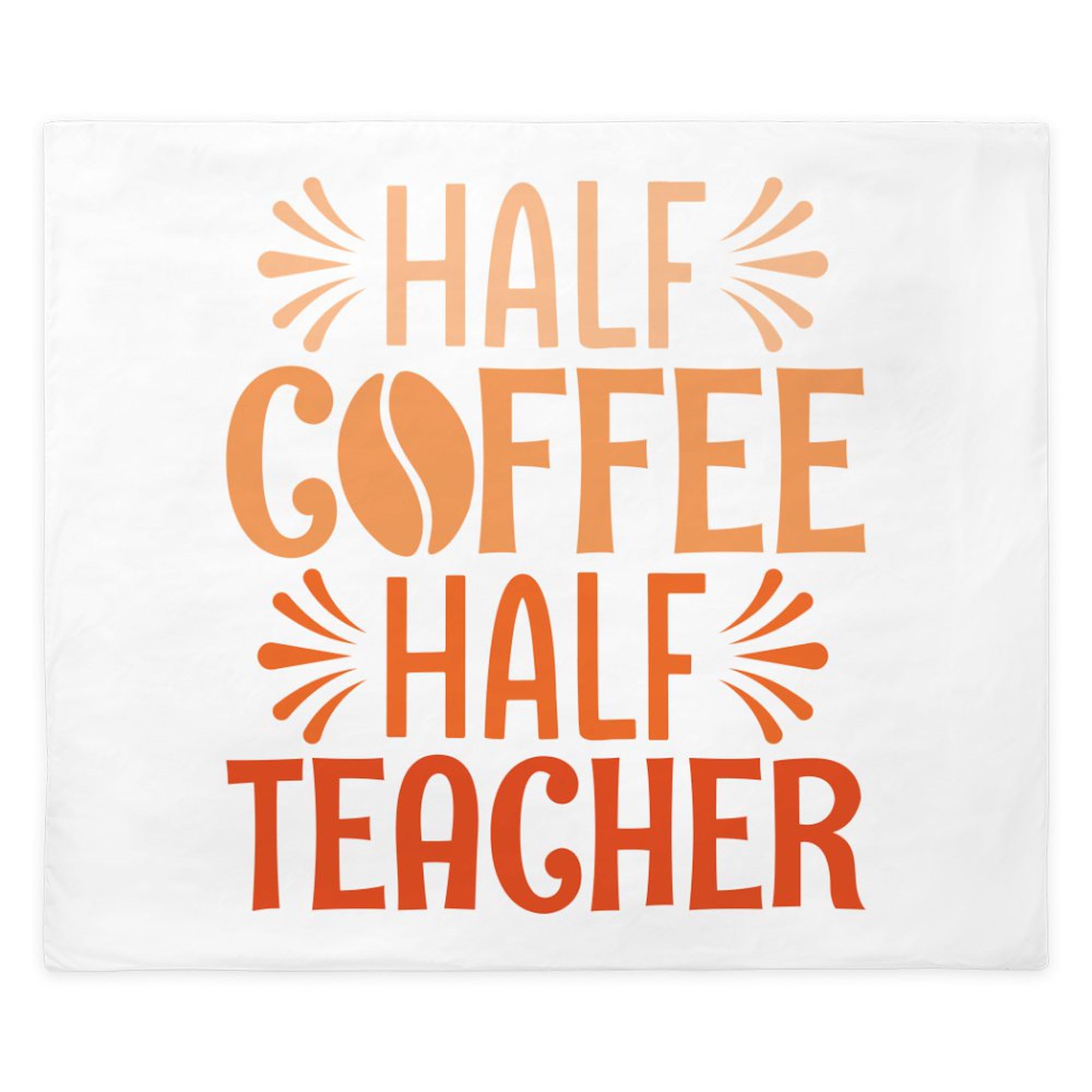 CafePress Half Coffee Half Teacher King Duvet Cover, Printed Comforter Cover, Unique Bedding