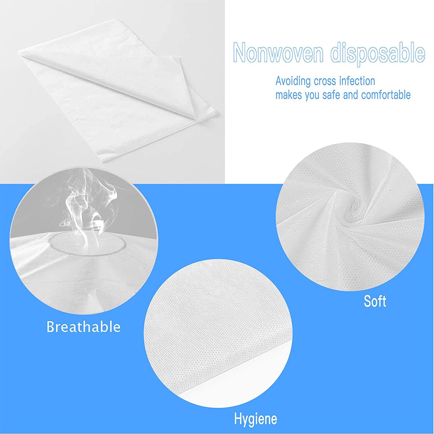 Sábanas desechables para cama de spa, salón de belleza, hotel, masaje, impermeable, a prueba de aceite, transpirable, no tejida, 203.2 x 177.8 cm, 20 unidades, Blanco