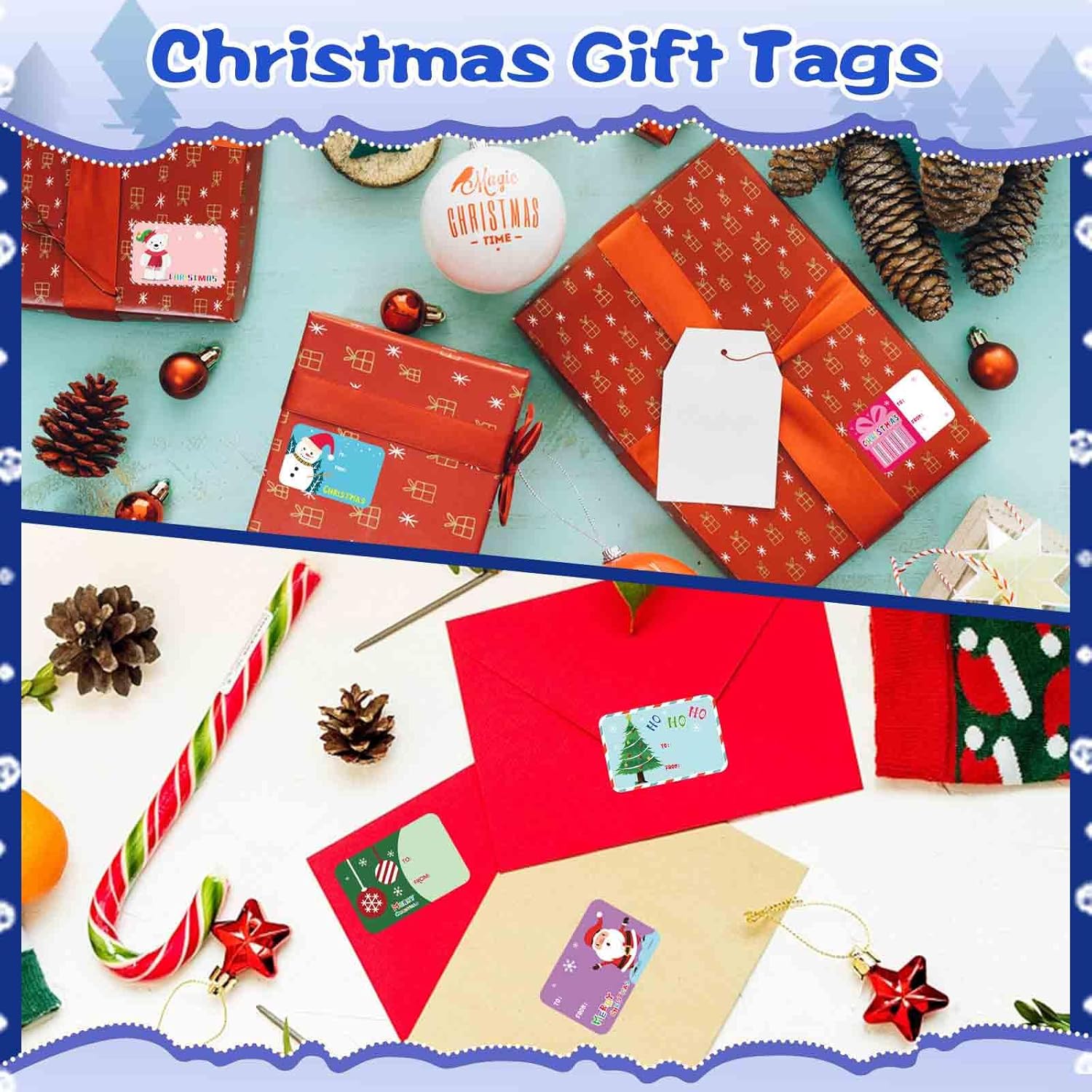 300PCS Christmas Name Tags Stickers, Self-Adhesive Christmas Gift Tags Stickers for Gifts Wrappings Christmas Gift Labels Stickers for Presents Boxes Bags Envelopes Holiday Decoration - Image 5