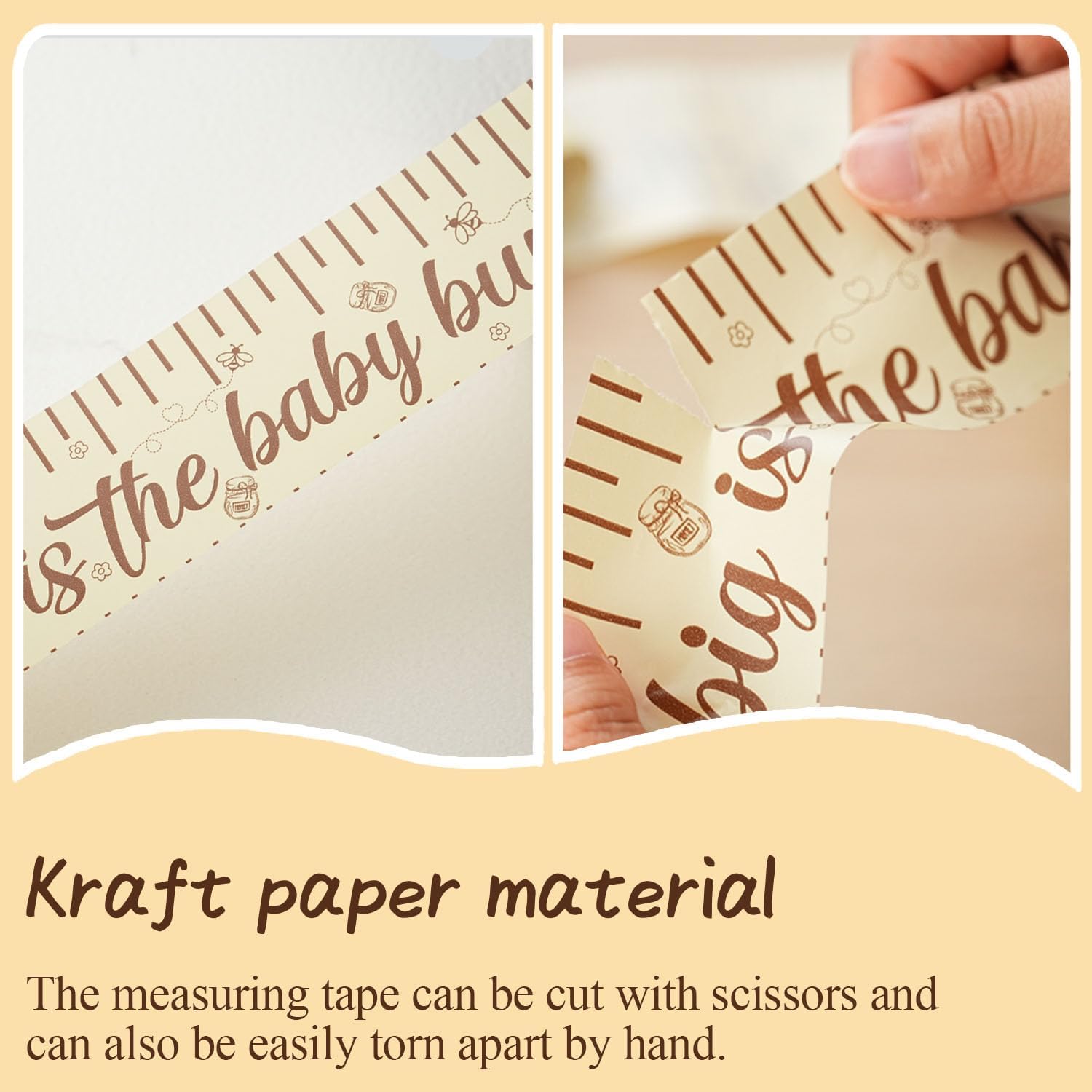 2 Rolls Winnie Baby Shower Measuring Tape, Pooh How Big is Mommys Belly Tape, Bear Measure Baby Bump Tape, Tummy Measure Belly Game for Baby Shower Party, Party Decor Supplies, 2 Inch x 150 Feet