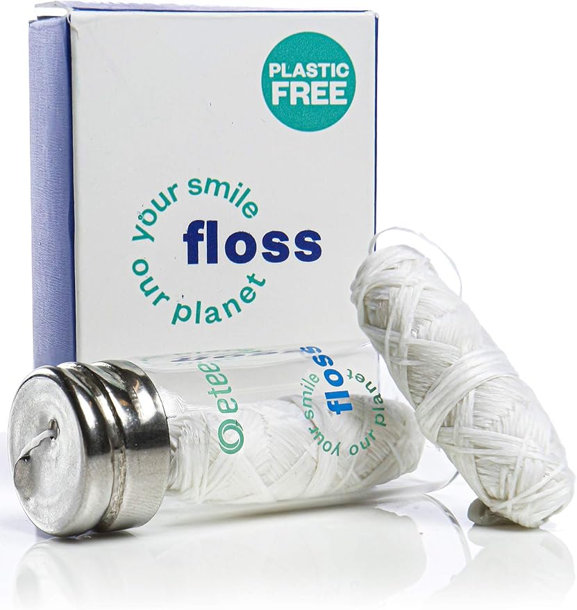 etee Gently Minted Waxed Silk Dental Floss made with Peace