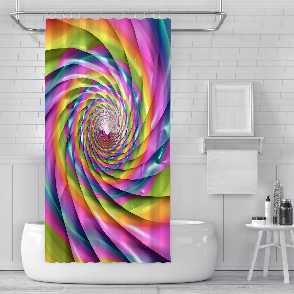 Abstract Flow Duschvorhang Rainbow Vortex Duschvorhang Set mit Haken Moderne Kunst Badezimmerdekoration Polyester wasserdicht maschinenwaschbar 180 x 180 cm
