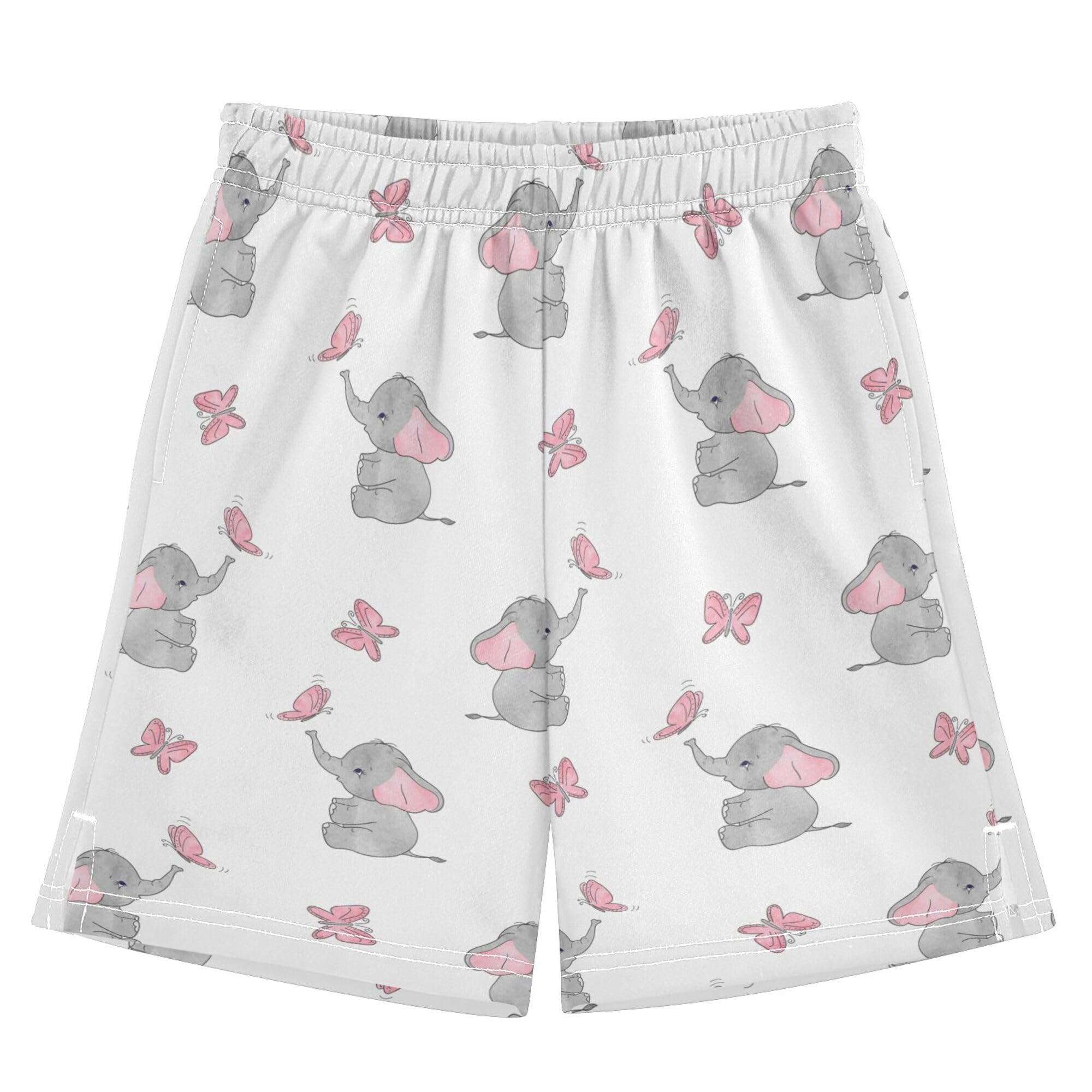 YYZZH Cute Elephant Baby Play with Butterfly Boy Casual Shorts Athletic Shorts Pants with Pockets Multi