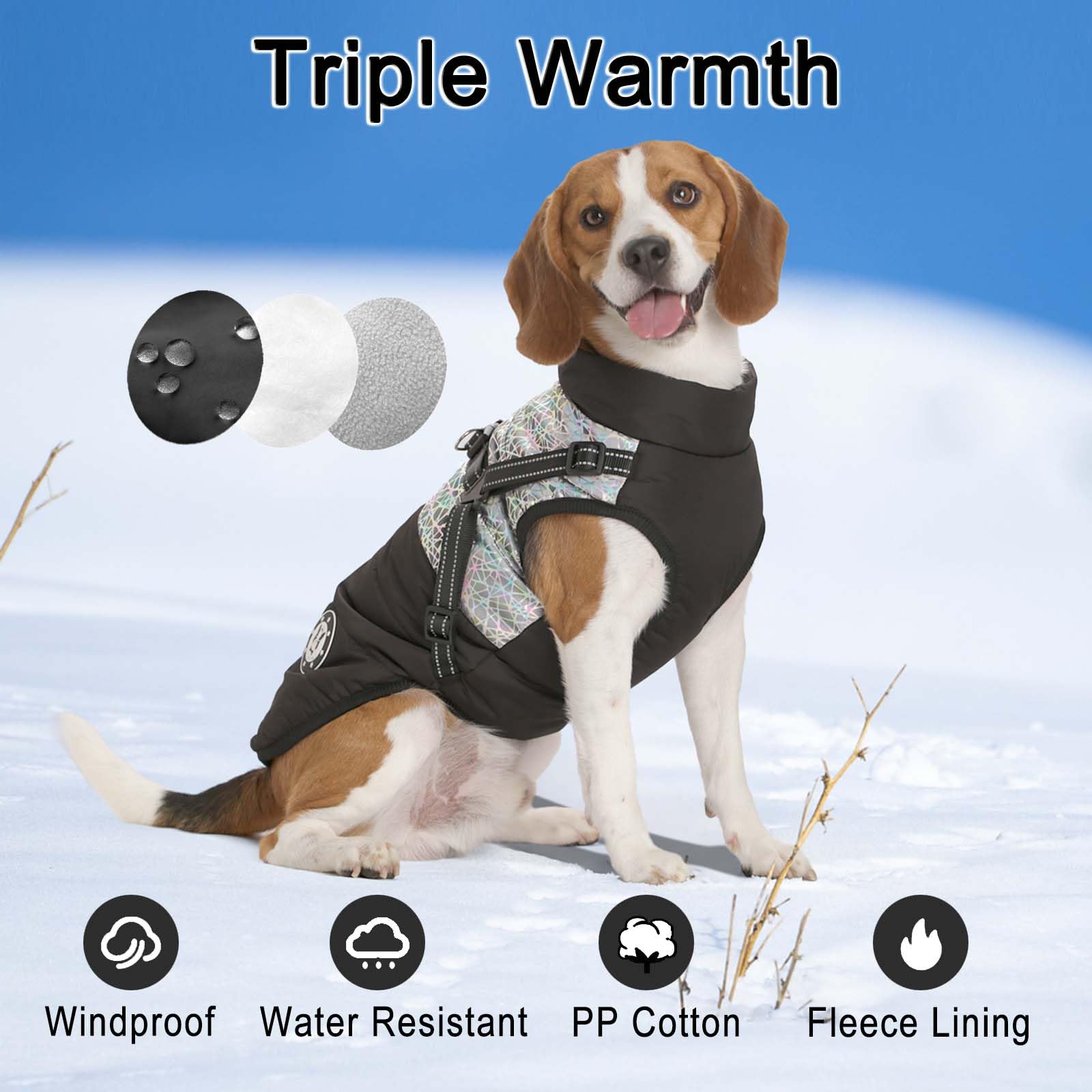 LUOWAN Cappottino Cane Taglia Piccola e Media Taglia - Cappotto Cane - Giacca Invernale Impermeabile con Imbracatura - Gilet Caldo