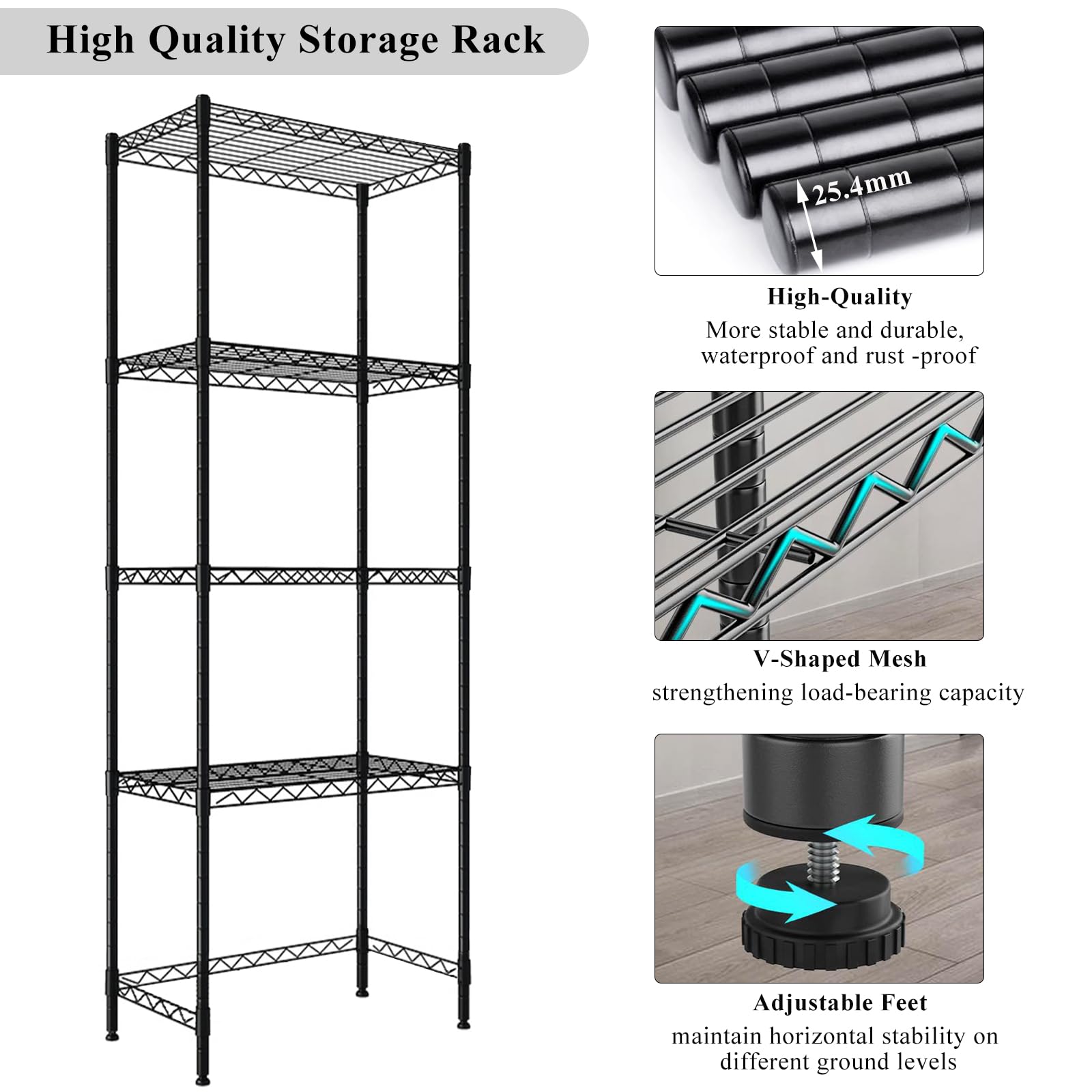 Mini estante para frigorífico de altura ajustable (negro)