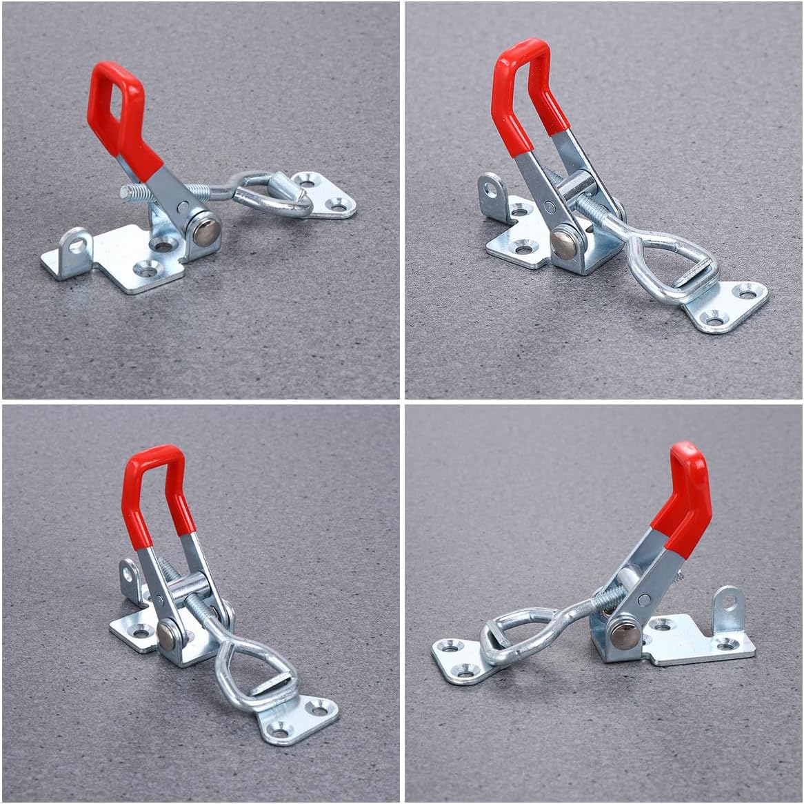 Beavorty 4pcs Adjustable Iron Toggle Clamps Heavy Duty Quick Release Latch Clamps with Lock Hole for Door Cabinet Woodworking Hand Tool
