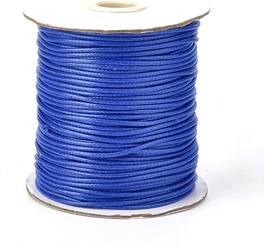 200 Yards Blue Korean Waxed Polyester Cord Threads Wax Polyester Braided Beading Cords Necklace Bracelet Wire String 1mm with Spool for Sewing Jewelry Making Macrame Supplies