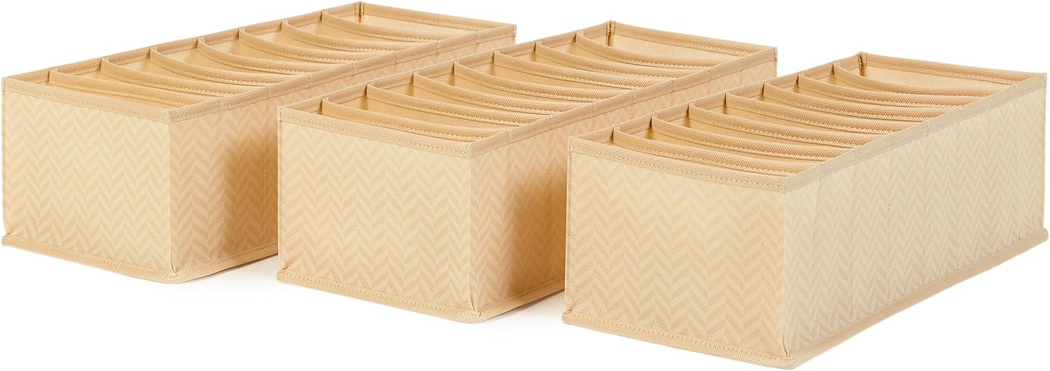 Ocean Home Textile 3'lü 8 Bölmeli Bej Balıksırtı Çekmece Düzenleyici Set