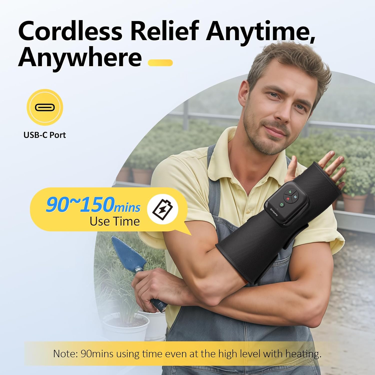 Comfytemp Air Compression Therapy Device K1063, Portable Hand and Wrist Massager for Circulation and Pain Relief, Cordless Forearm Massage Sleeve with Heat, Ideal for Men Women Seniors - Image 3