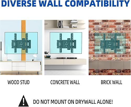 Miniatura 2 de 50 55 - Soporte de pared vertical para TV, brazo giratorio giratorio que se adapta a la mayoría de 32-60 pulgadas, soporte de pantalla plana curvada