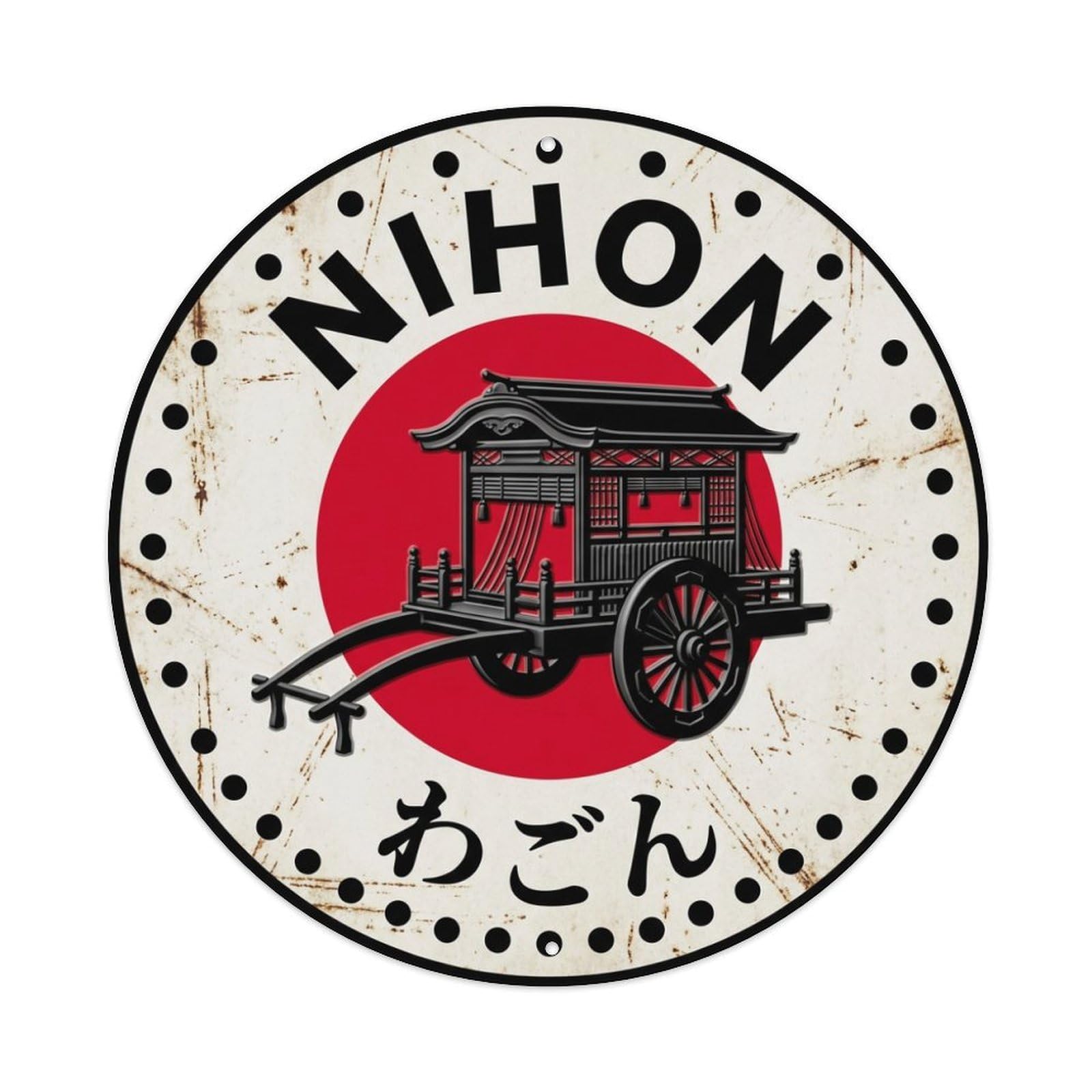 Galvaxio Style Wagon Zither Nihon Six String Weathered Metal Tin Sign
