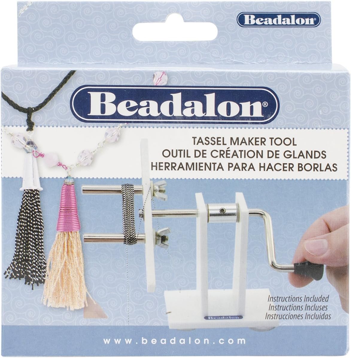 Beadalon 216S-100 7mm O.D. Pegs Tassel Maker, 2.5-9.7cm , White