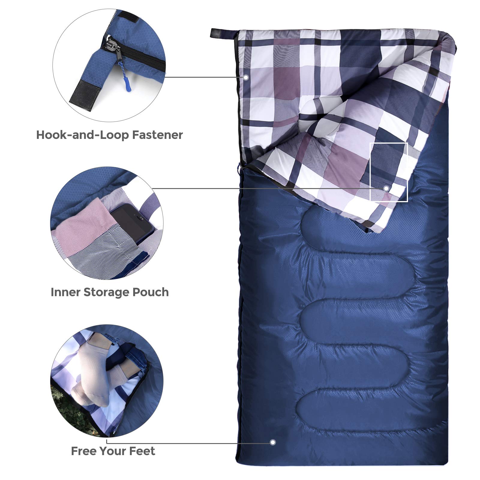 SONGMICS Schlafsack 3-Jahreszeiten Outdoor Camping Erwachsene Roral Blue UGSB040Q01 Sports & Outdoors
