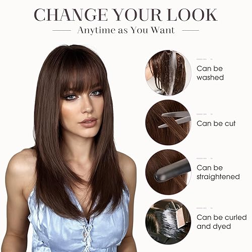 Miniatura 7 de Hairro Toppers de cabello humano con flequillo, clips en extensiones de cabello 100% real para mujeres, base de seda de 2.8 x 5.1 pulgadas para