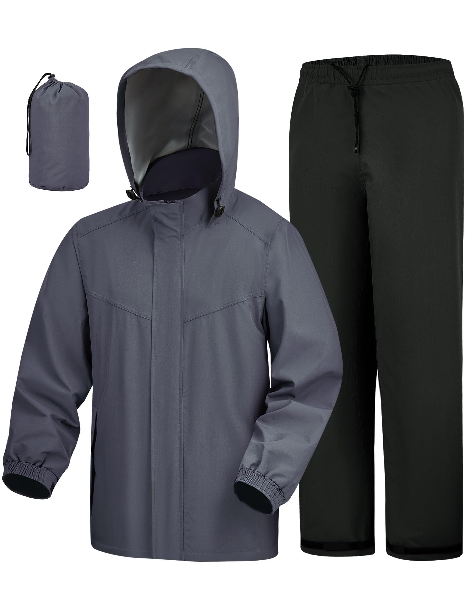 iCreek Waterproof 2 Piece Rain Suit for Men Women Packable Rain Gear Set